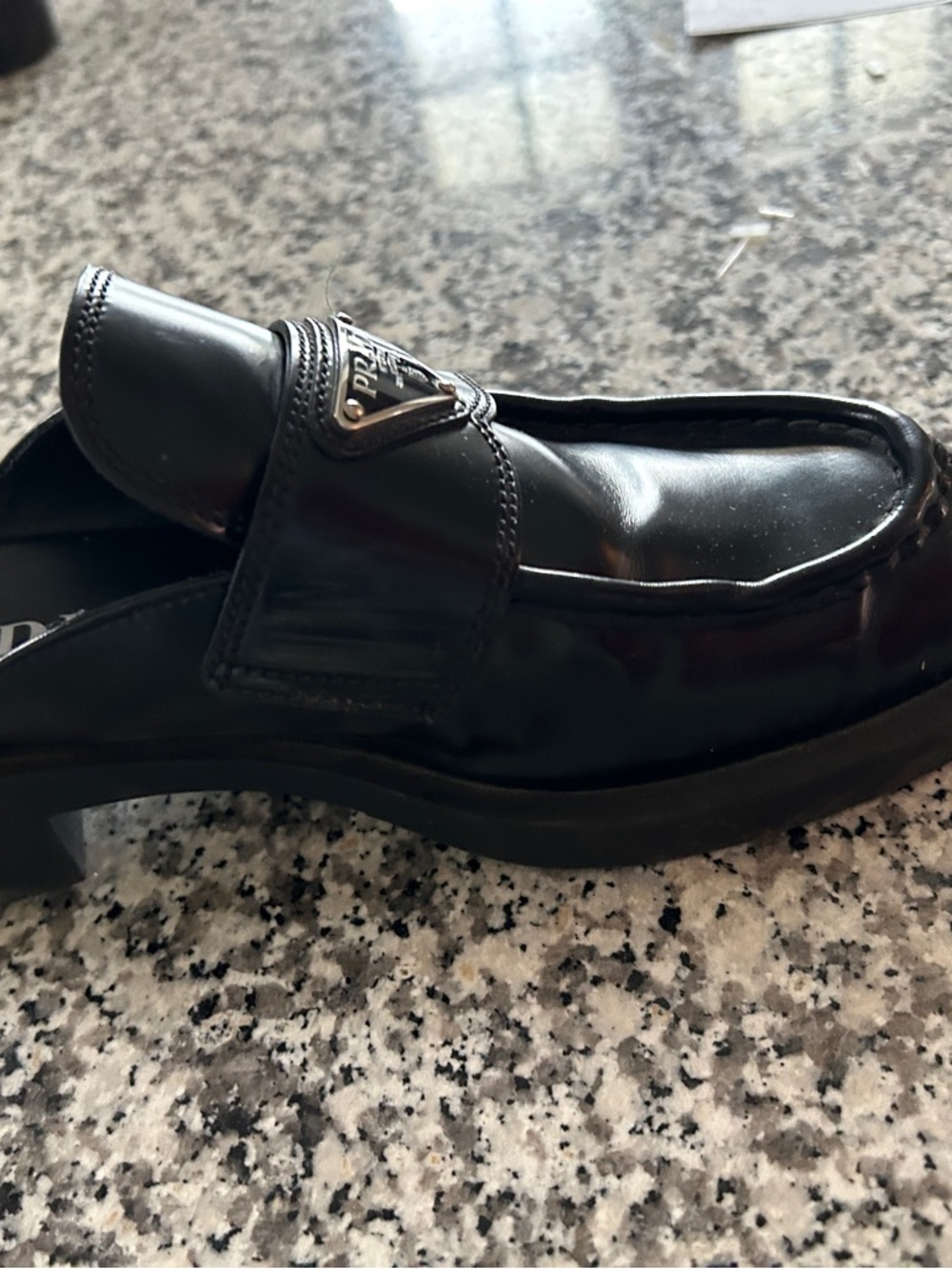 Prada Black Leather Loafer Mules - Picture 4 of 4